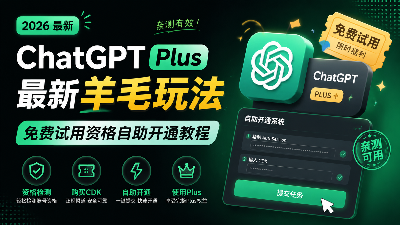 ChatGPT Plus 最新羊毛玩法:免费试用资格自助开通教程
